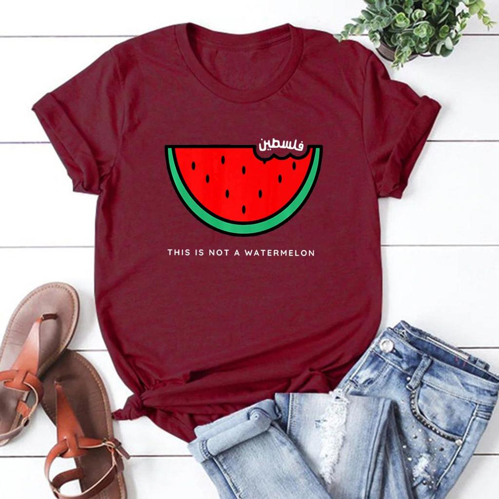 Maglietta divertente con anguria Questa non è una maglietta con anguria Maglietta con pace e amore Maglietta con grafica a manica corta sui diritti umani Streetwear