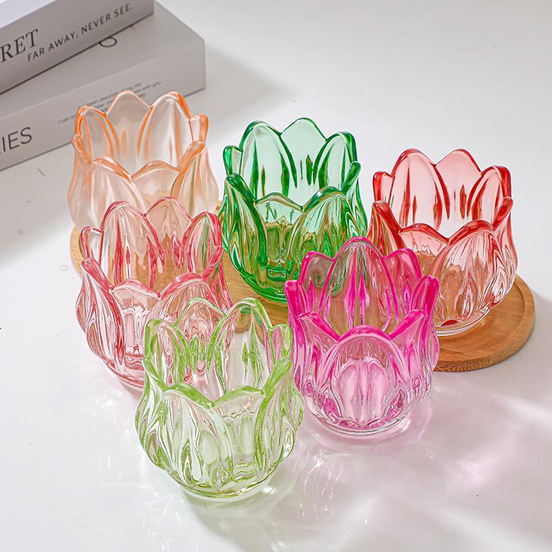 Colorful Tulip Glass Candle Holder & Aromatherapy Diffuser for Home Decor