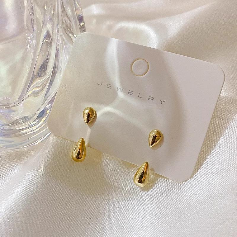

Designed Small Water Drop Earrings for Women Korean Glossy Back-hanging Tear Earrings 2Pcs золотой