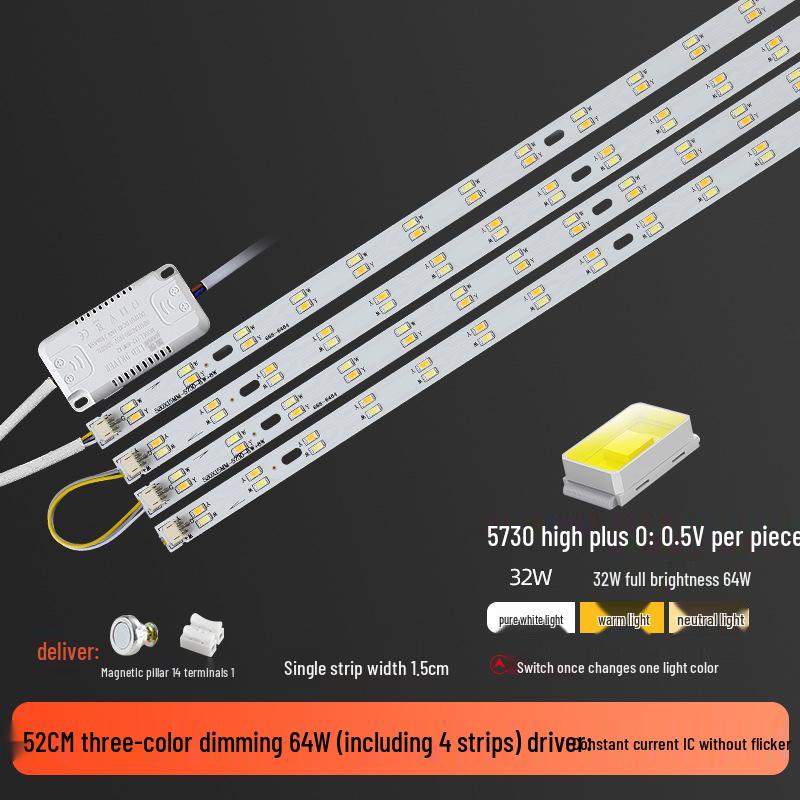 Three-Color LED Strip Light Panel for Living Room Ceiling