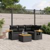 Vidaxl 5-Cz. Garten-Sitzgruppe, Kissen, Schwarzes PE-Rattan