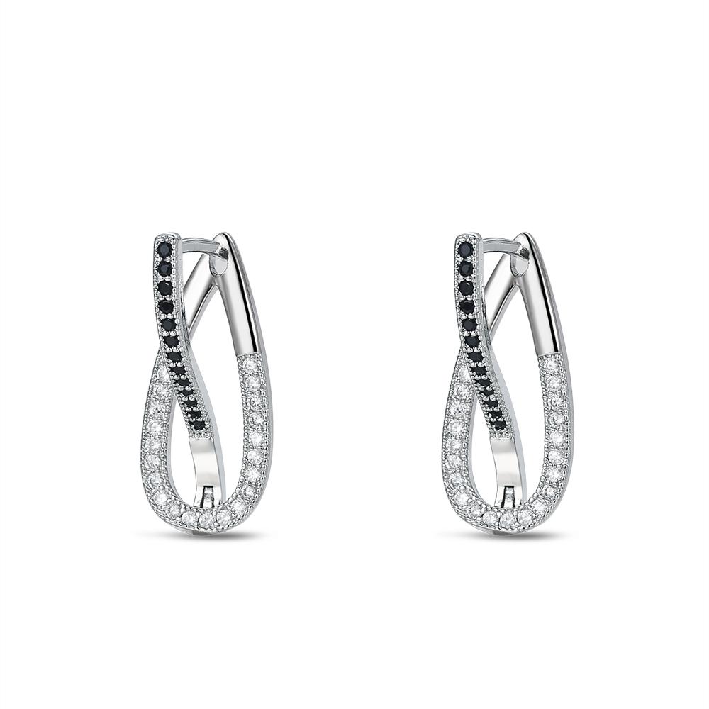 Black Awn New Classic Silver Color Round Trendy Spinel Engagement Hoop Earrings for Women Jewelry I181