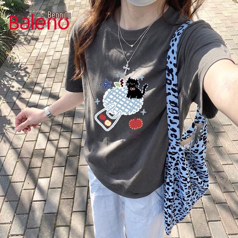 Baleno Women s Cotton Loose Fit Short Sleeve T-Shirt M