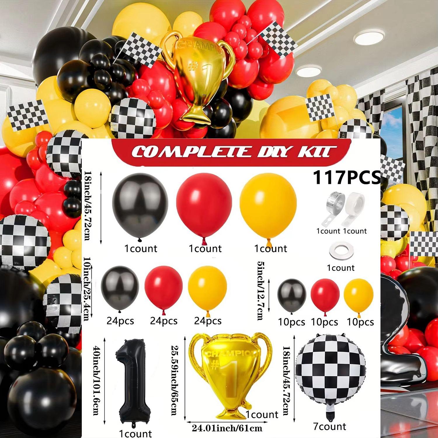 

Гирлянда и арка для автомобиля, идеально подходят для дней рождений в стиле гонок Молнии Маккуина - Включает черные, красные и желтые шары Other чёрный