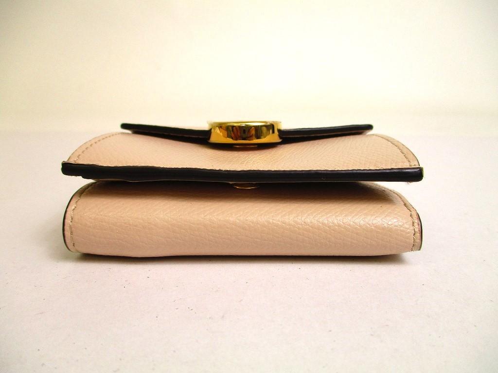 Оригинальный кошелек FENDI F IS FENDI FF бежевого цвета из кожи золотого цвета H/W Micro Trifold #a137, восстановленный