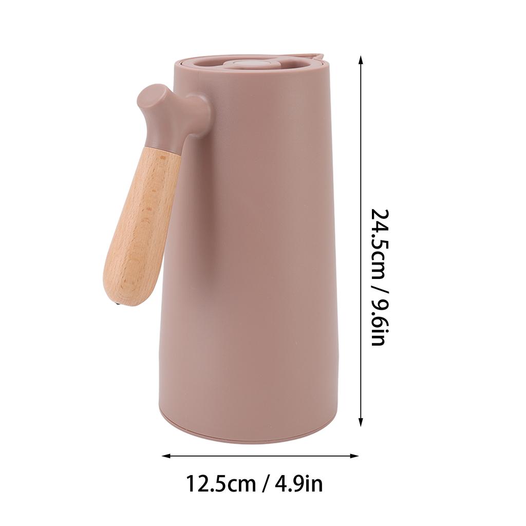 Coffee   Simple Stylish Portable 1L Large Capacity Beech Wood Handle 12h Thermal Insulation Coffee Pot