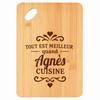 Planche À Découper - PLANETEE - Meilleur Quand Agnès Cuisine (gravé) - Bambou - 30x20x1 Cm - Trou Ø24 Mm