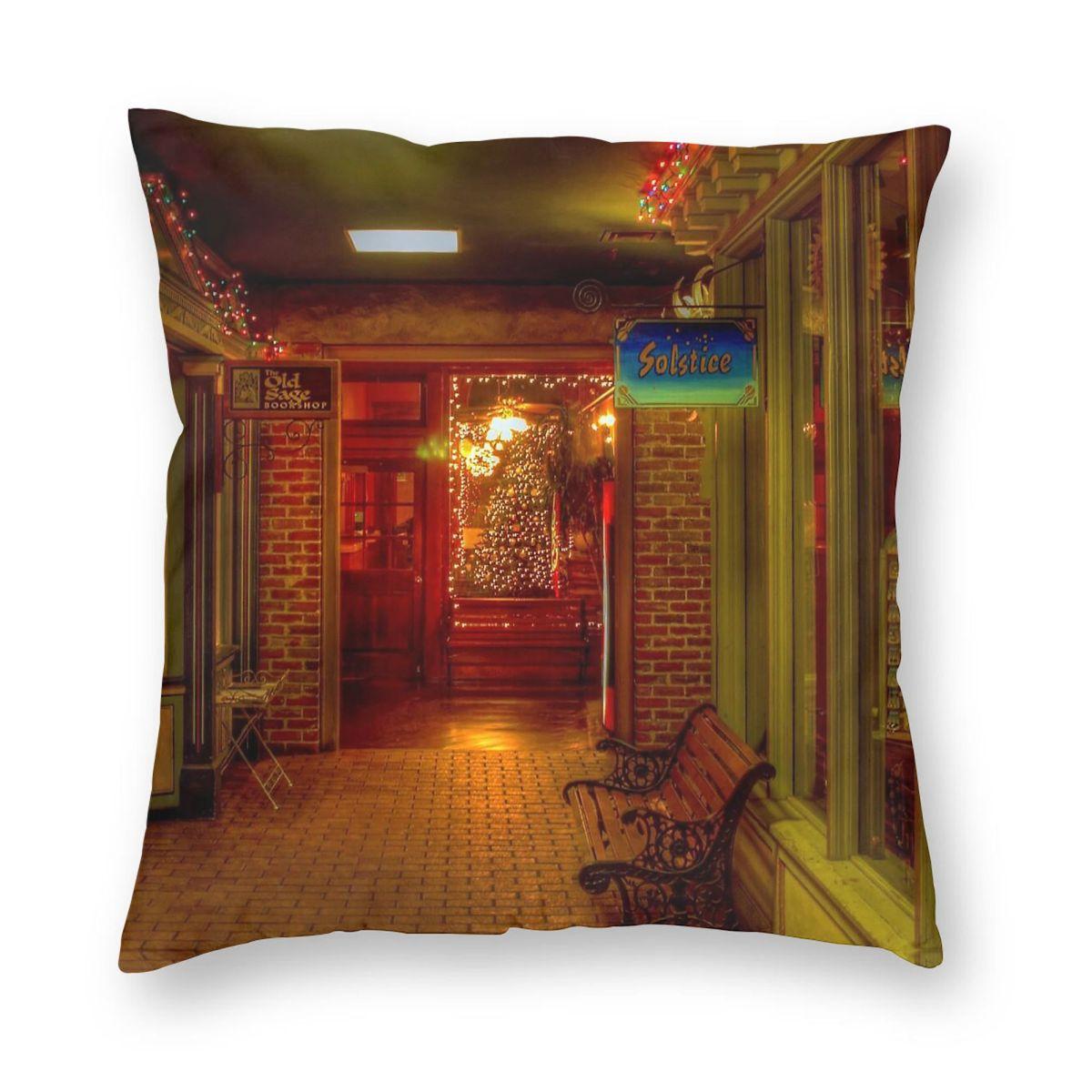 Arizona Prescott Christmas Shopping Pillowcase Polyester Linen Velvet Pattern Decorative Throw Pillow Case Sofa Cushion Cover Peach skin 18*18(CM)-1Pcs