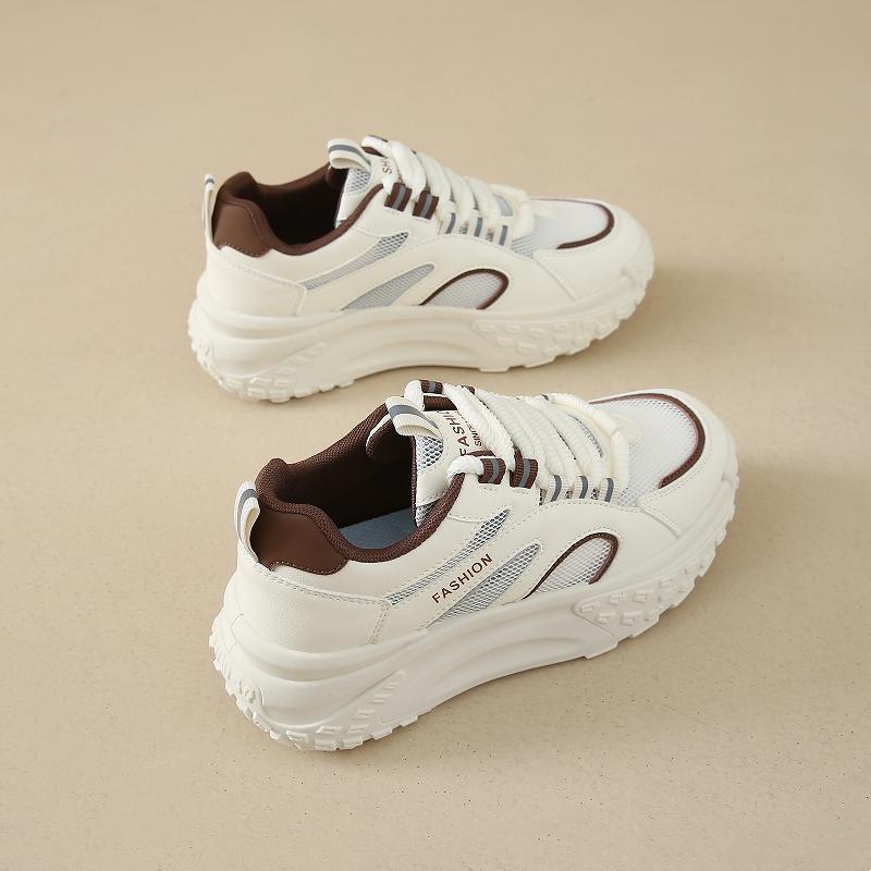 Women's Chunky Platform Sneakers Breathable Mesh Walking Shoes Fashion Casual Sports Ladies Lace Up Trainer Tennis