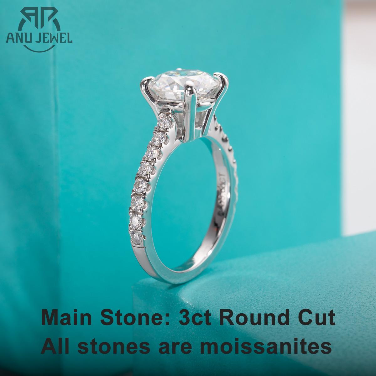 

AnuJewel 3ct D Color Moissante Diamond Engagement Wedding Ring 18K Gold Plated Rings For Women 4.5 белый