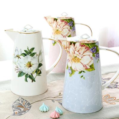 European Bone China Teapot, English Afternoon Tea Cup Set, High-Grade Porcelain Coffee Pot, Heat Resistant Kettle, 1000ml