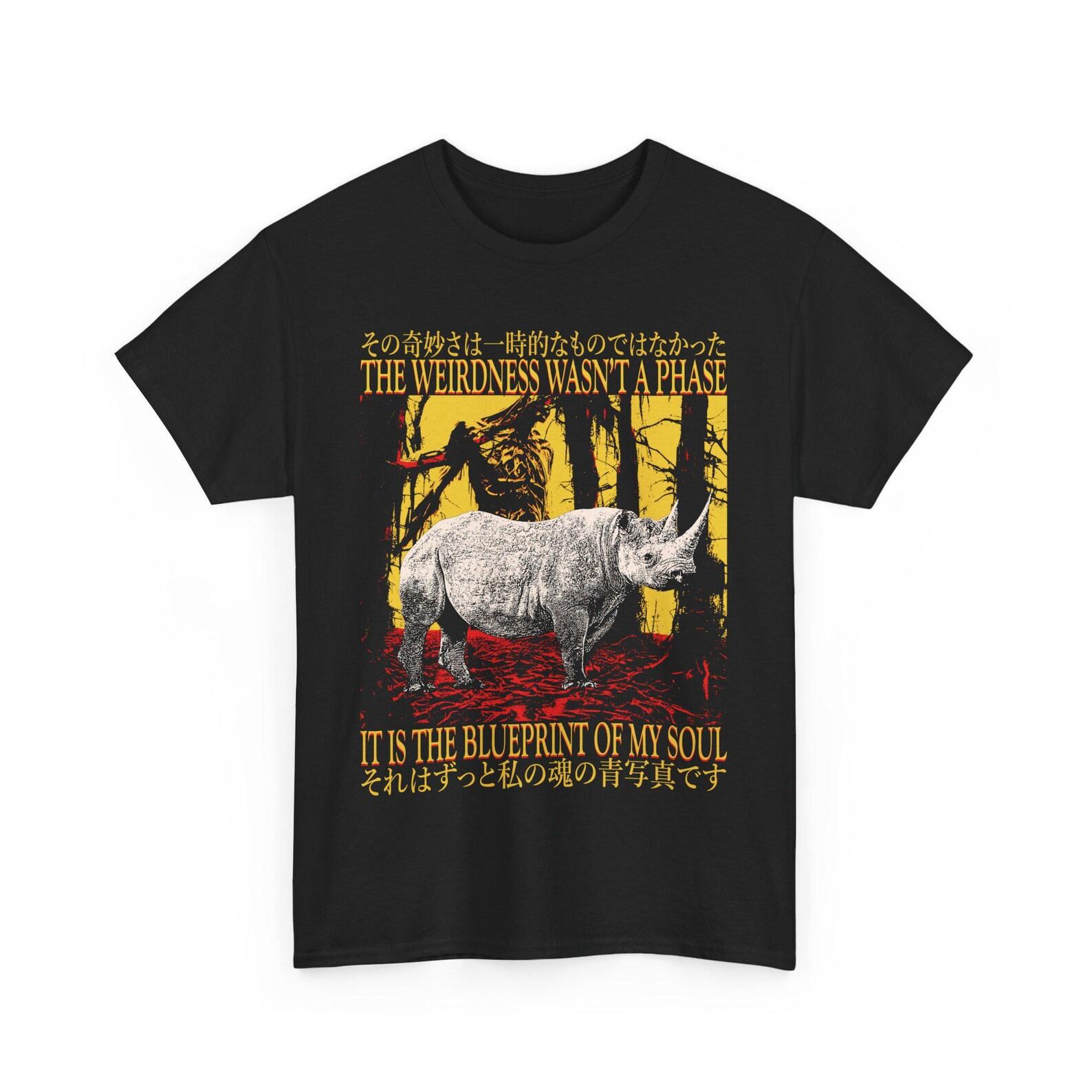 The Weirdness Funny Japanese Rhinoceros T-Shirt S