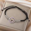 Dawapara Sri Yantra Bracelet Adjustable Braided Rope Sacred Geometry Mandala Chakra Spiritual Jewelry Stainless Steel
