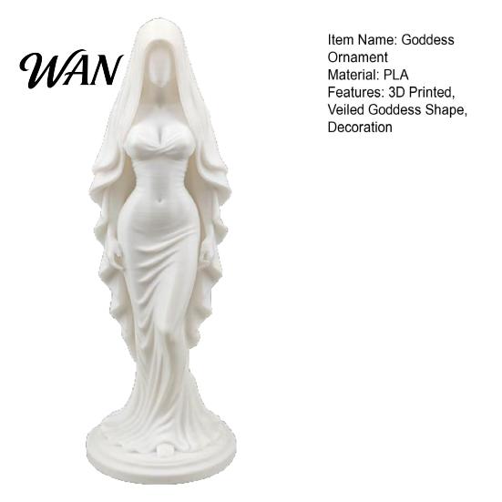 Artistic Women Figurine 3D Printed Veiled Goddess Statue Wearing Veil Sculpture Decoration for Home Office Living Room Desktop Study Ornament