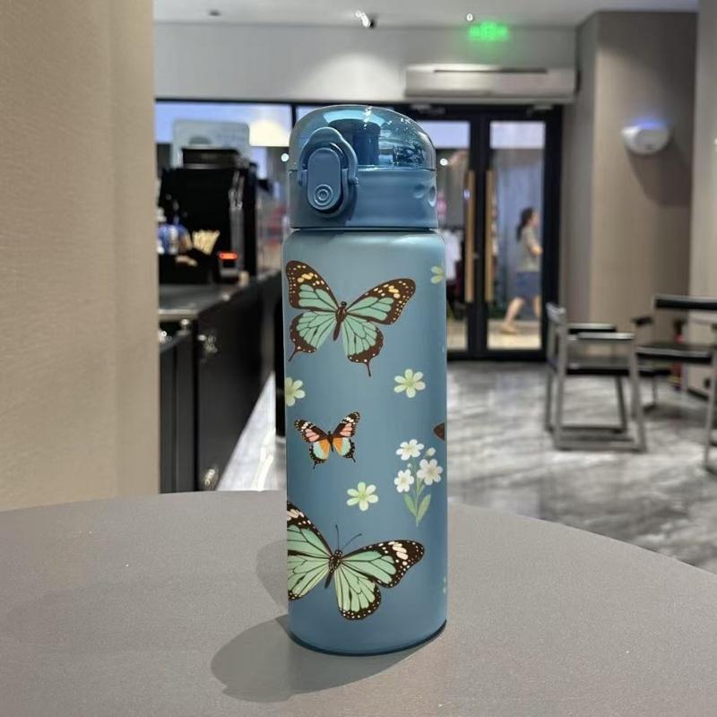 780ML 3D Printed Water Bottle with Butterfly Print Sports Water Bottle | Leak-Proof Flip Lid All-Over Design Gym Cup,PVC-Free