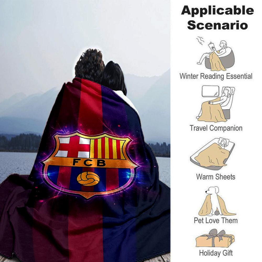 1pc FC Barcelona Soft Warm Throw Blanket Nap Blanket For Couch Sofa Office Bed Camping Travel,Comfortable