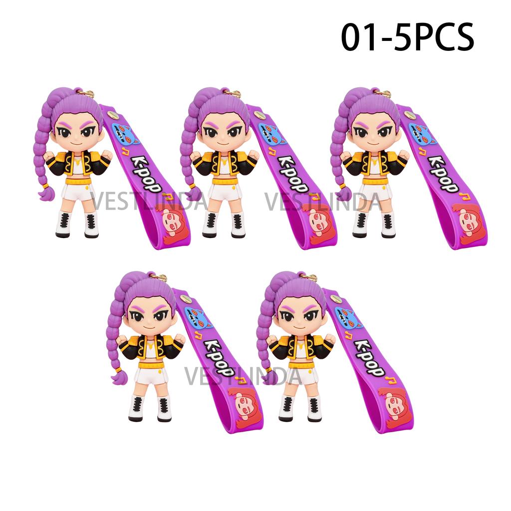 1/10PCS KPOP Demon Hunters Keychain Tiger Character PVC Model Keychain Adorable Harajuku Style Key Ring for Friends Fans Halloween