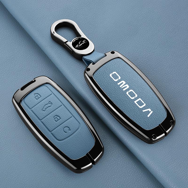 Skórzany Pokrowiec na Kluczyk Samochodowy ze Stopu Cynku, Do Chery Omoda 5 C5 Tigo 7 8 Pro Max Tigo 7 8 Plus Arrizo 5 Plus, Torba na Brelok, Akcesoria