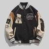 Trendy Heren Geborduurde Baseballjack – Lente/Herfst Street Style, Losse Pasvorm, Leren Casual Kleding