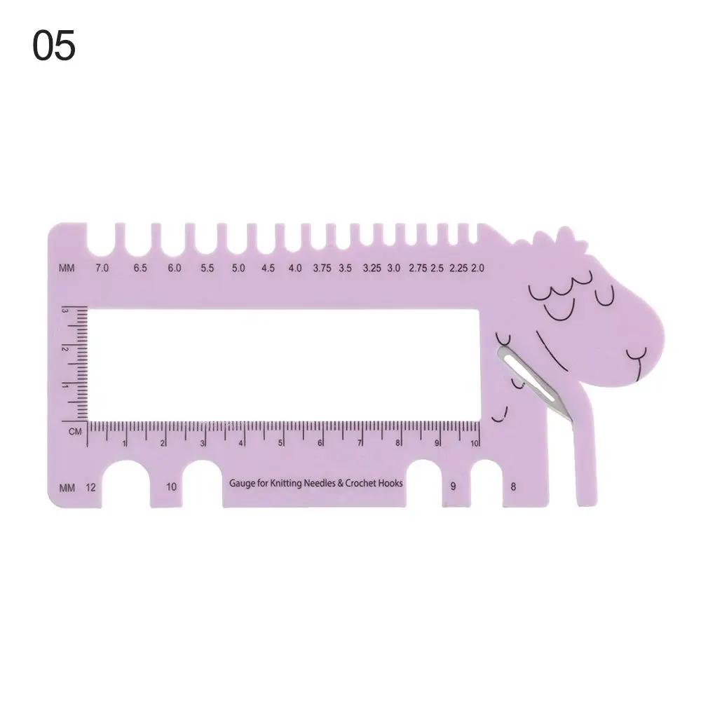 Portable Sheep Head Gauge Ruler With Scissor Practical Knitting Needles And Crochet Hook Gauge MM Ruler Tool