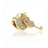 NEW Sparkling DIY Gold Serise Plating Flower Charm Clip Paw Heart Family Bead Fit European Silver Bracelet Jewelry Gift