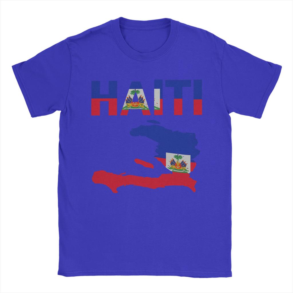 Herren T-Shirt Haiti Flaggentag von Haiti Vintage Baumwoll-T-Shirts Kurzarm-T-Shirts Rundhals-Oberteile Geschenkidee
