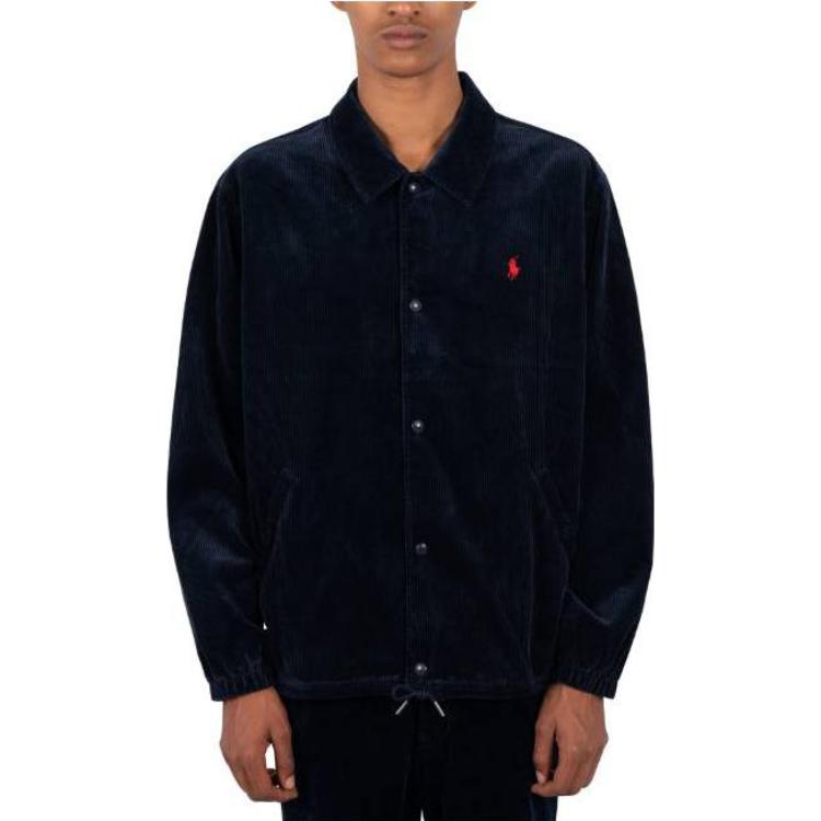 Polo Ralph Lauren FW22 Logo Embroidered Single-Breasted Polo Jacket Men Jacket Blue 710876600-001