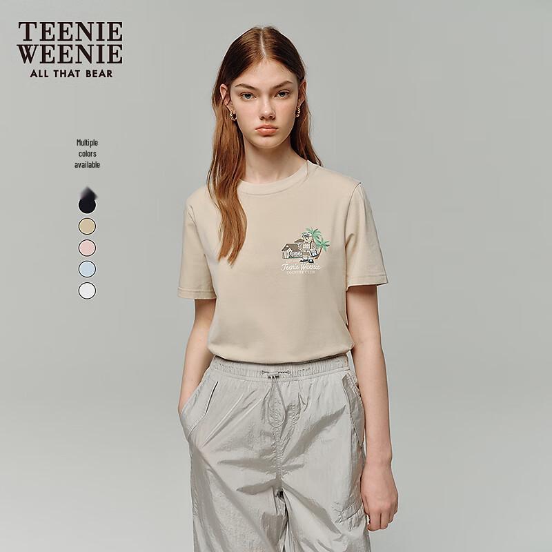 Teenie Weenie Women's Bear & Letter Embroidered Short Sleeve T-Shirt