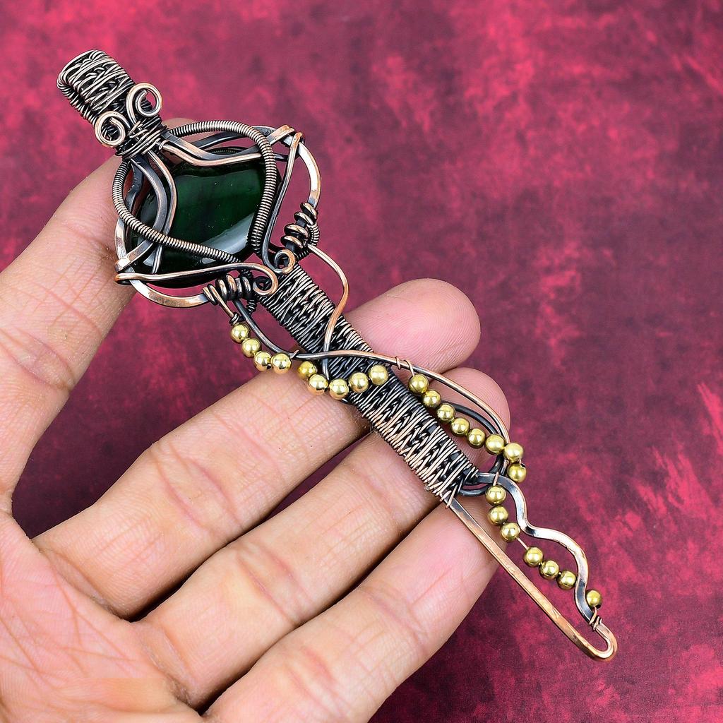 Green Fire Labradorite Pendant Copper Wire Wrapped Pendant Handmade Dainty Jewelry Gemstone Key Pendant Copper Wire Jewelry Engagement Gifts