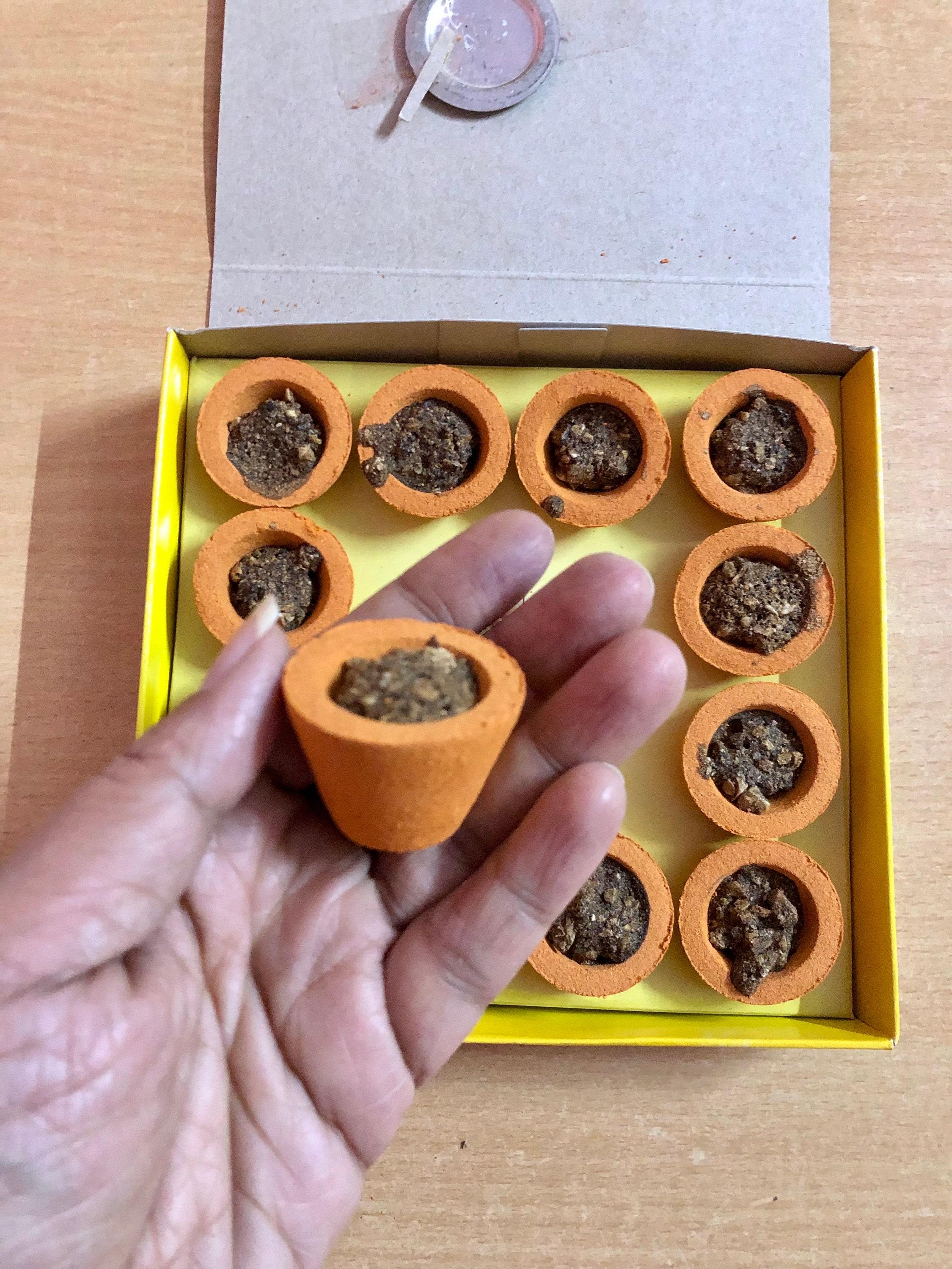 Indian 12 CUPS Sambrani Incense CHANDANAM - Sandalwood + Benzoin Resin Dhoop Dry- meditation puja Handmade Traditionally Free Ship Pack of 1