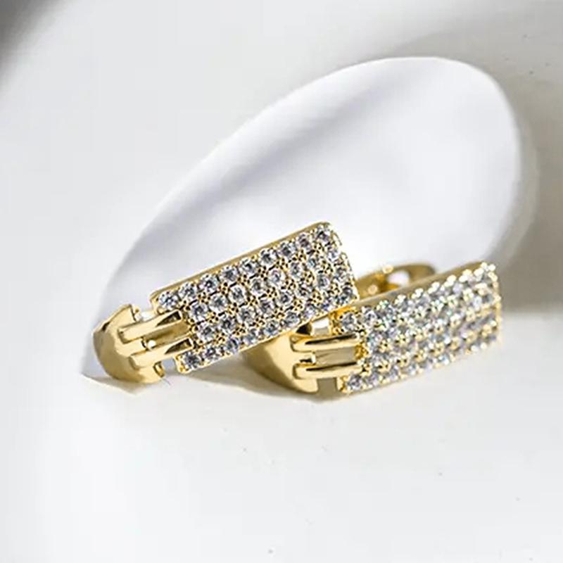 Xiaomi Huitan Metal Gold Color Hoop Earrings for Women Geometric Shaped CZ Earrings Temperament Accessories Modern Fashion Jewelry