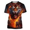 3D Tiger Pattern Printed Fashion T-shirt Tiger Element Printed Summer New Men's Personalized Cool Top Men's Fun T-shirt