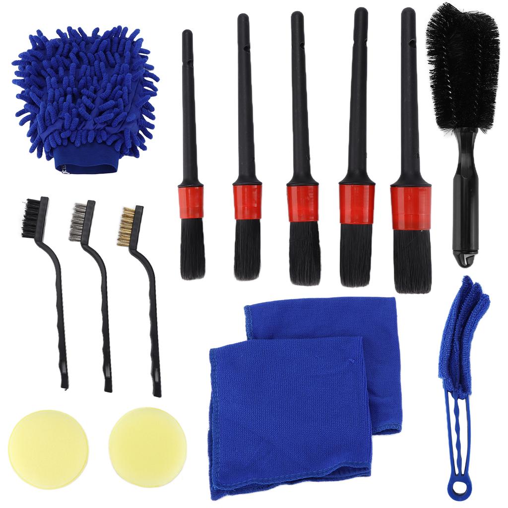 15pcs Detailing Dusting Brushes Kit Scrub Cleaning Tool for Car Interior Exterior Wheels Dashboard