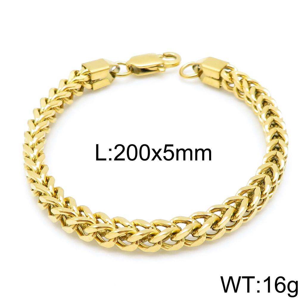 Premium Stainless Steel Front And Back Chain Bracelet, Simple Vacuum Plated Keel Chain, Japanese Buckle Men'S Jewelry