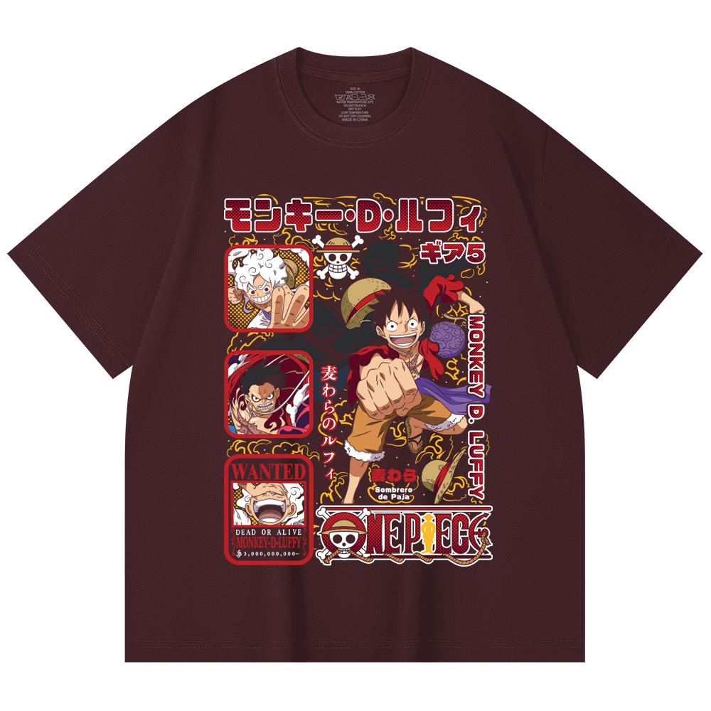 230 Gsm 100% Cotton One Piece V78 Luffy Print Unisex Heavy Cotton T Shirt