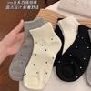 White Polka Dot Socks Medium Tube Socks Summer Thin Solid Color Breathable Short Cotton Socks Simple Mesh Versatile