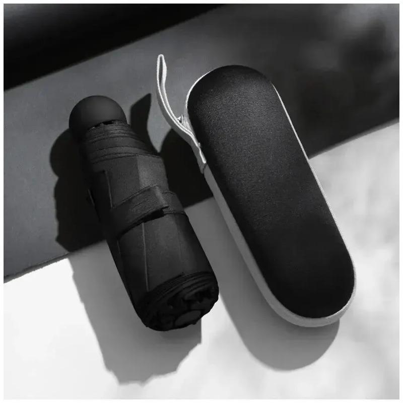 

Зонт-капсула, портативный мини-зонт от солнца, солнцезащитный экран, дождевик, черная ручка из резинового сплава, складной, для солнца и дождя, двойного назначения чёрный