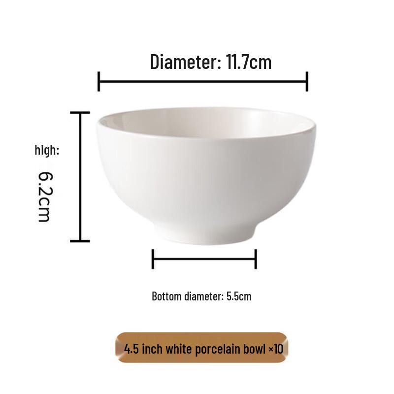 4,5-Zoll Haushalts-Reisschüsseln aus Glas - 10er-Set