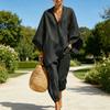 Completi da Donna 2 Pezzi Manica Lunga a Pipistrello Scollo a V Top e Pantaloni Corti Set Abbigliamento Estivo per Vacanze e Relax con Tasche