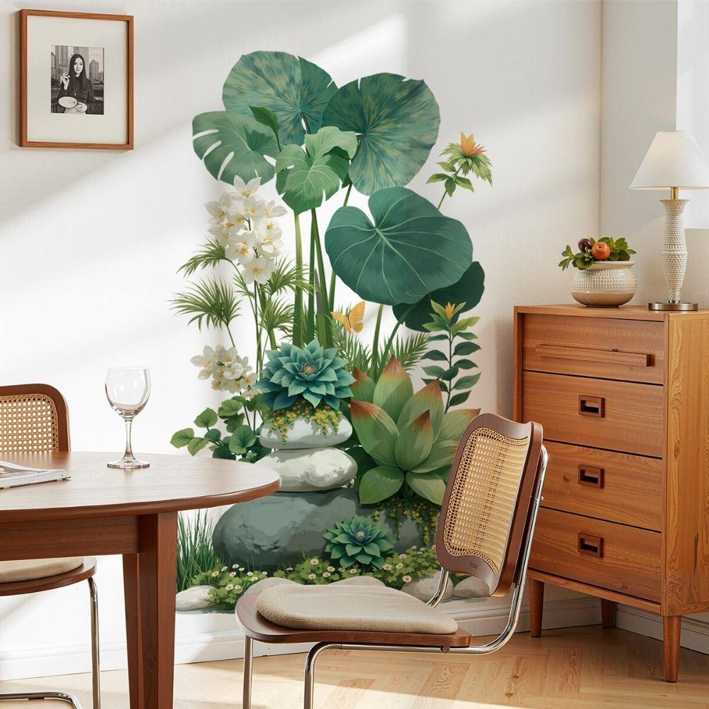 Large Size Wall Decal Sticker PVC Material Eco-friendly Wall Mural Removable Green Plant Self-Adhesive Wall Sticker Sofa Wall