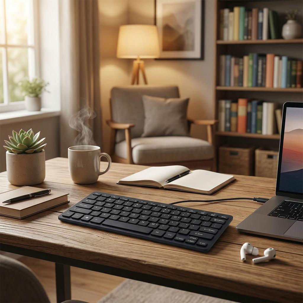 Type C Wired Keyboard Quiet Lightweight Silent Chocolate Key Small Wired Keyboard for Computer PC Laptop