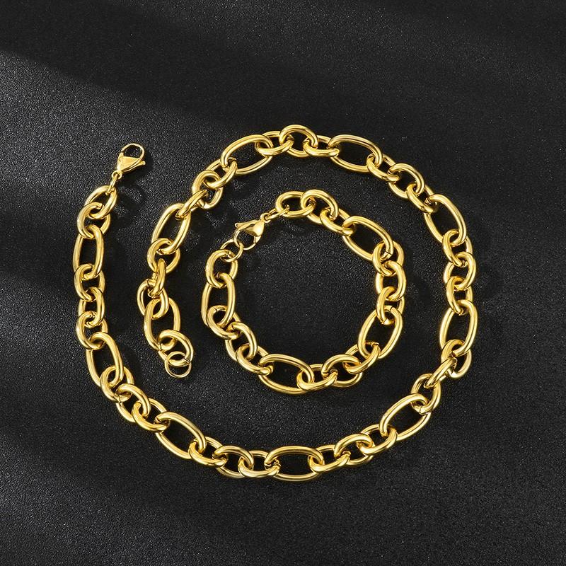 7/10/13mm Width Stainless Steel Special Link Chain Bracelet For Women Men Punk Gold Color Polished Charm Neckalce Trendy Jewelry