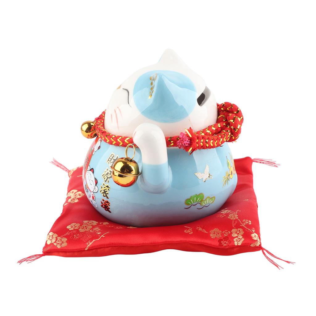 Lucky Cat Coin Bank 4.5in Exquisite Cute Bring Luck Good Ceramic Fortune Cat Saving Pot Desk Decoration