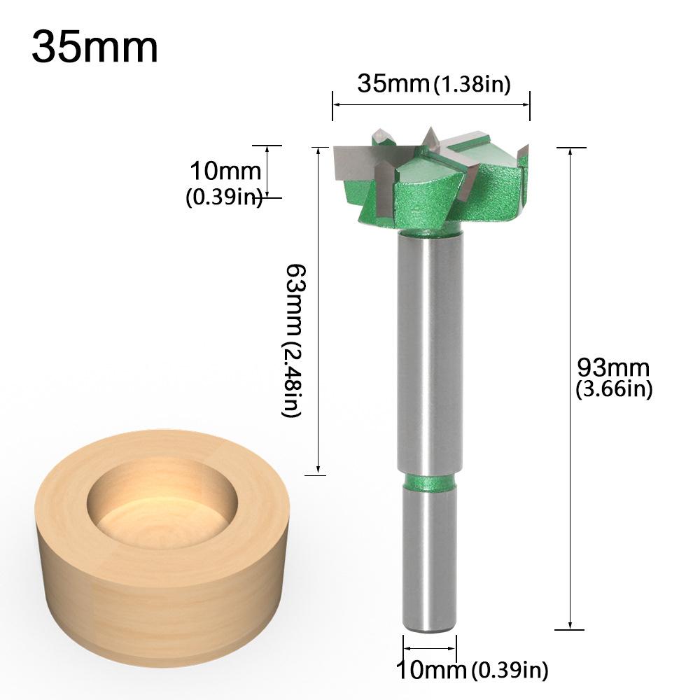 Three-Blade Woodworking Hole Opener Drill Bit Three-Blade 35Mm Punching Hinge Special Wooden Board Opening Round