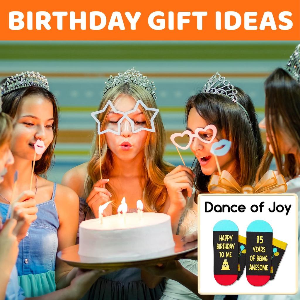 Zmart 15th Birthday Gift Ideas Socks - 15th Birthday Gifts Socks for 15 Year Old Boys Girls, Gift Ideas for 15 Year Old Teens