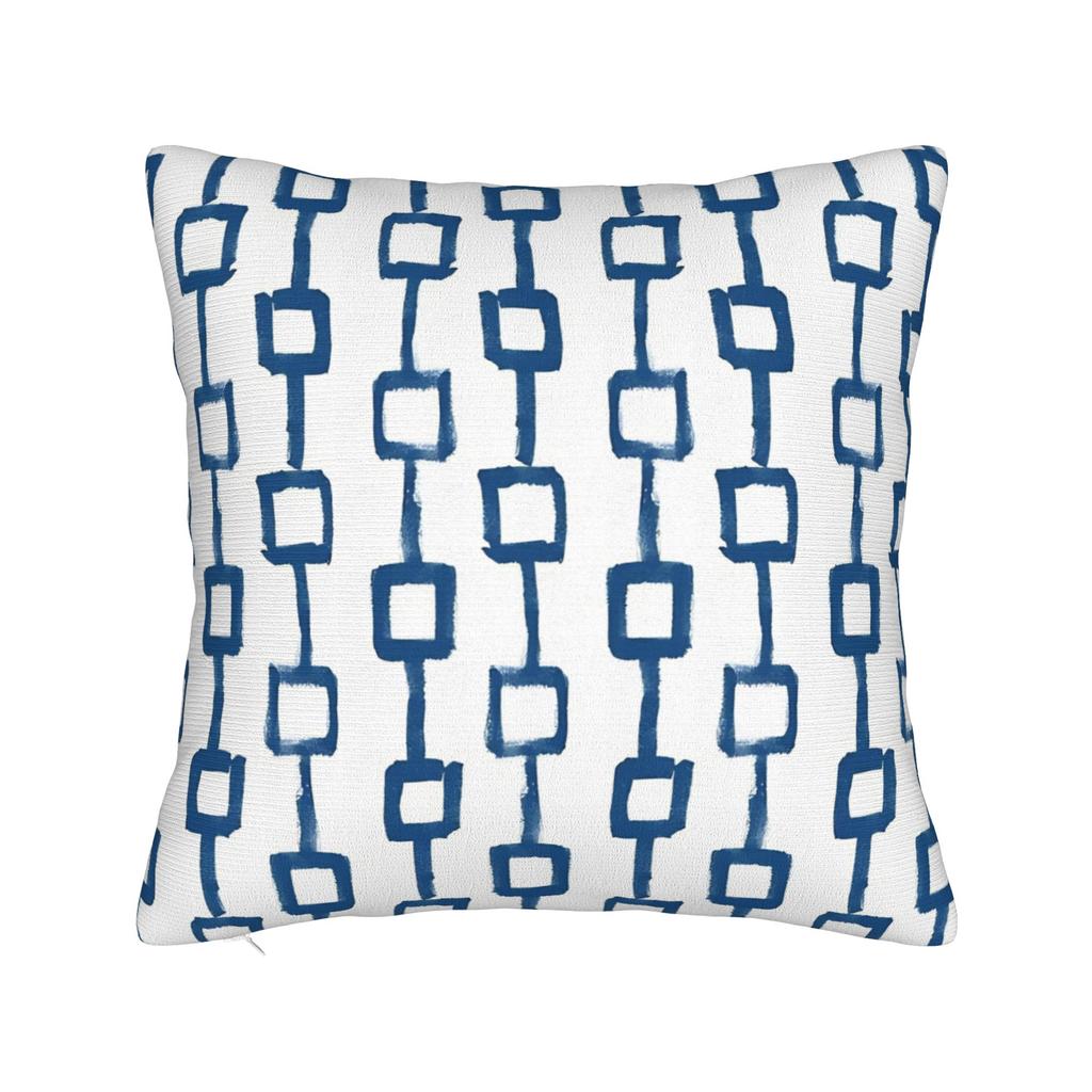 Geometric Shaped Blue Doodles Pillowcase Cushion Cover Geometric Ink Blue Throw Pillow Case Cover Home Zipper 40*40Cm