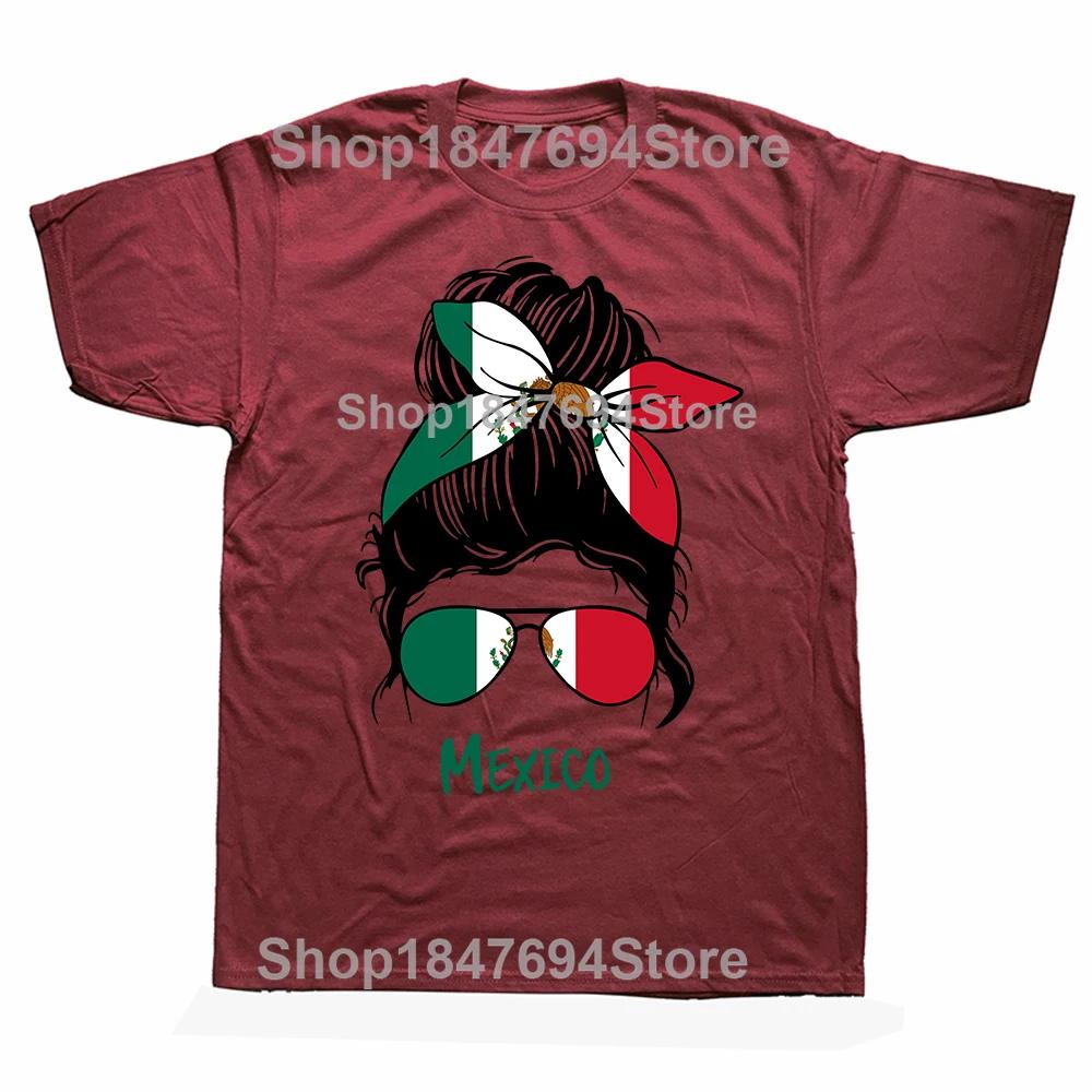 Funny Mexican Girl Hair Flag Mexico Pride T Shirt Tee Tops Round Neck ShortSleeve Fashion Tshirt Clothing Casual Basic Tshirts