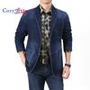 Cozy Up Men`s Vintage Label Collar Denim Jeans Jacket Trench Coat