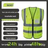 Fluorescent Mesh Safety Vest with Reflective Strips and Multi-Pocket Design