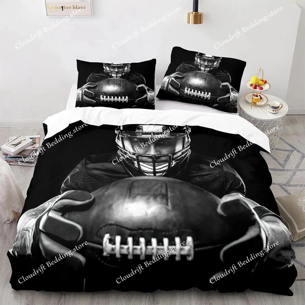 America Football Bedding Microfiber FullQueenKingTwin Sport Duvet Cover Set for Boys Girls Teen Speed Victory Quilt Cover